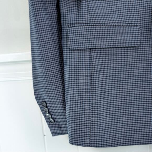 Kenneth Cole New York Sport Coat Blazer Suit Jacket Wool Blue Checked 42L EUC - Picture 6 of 16